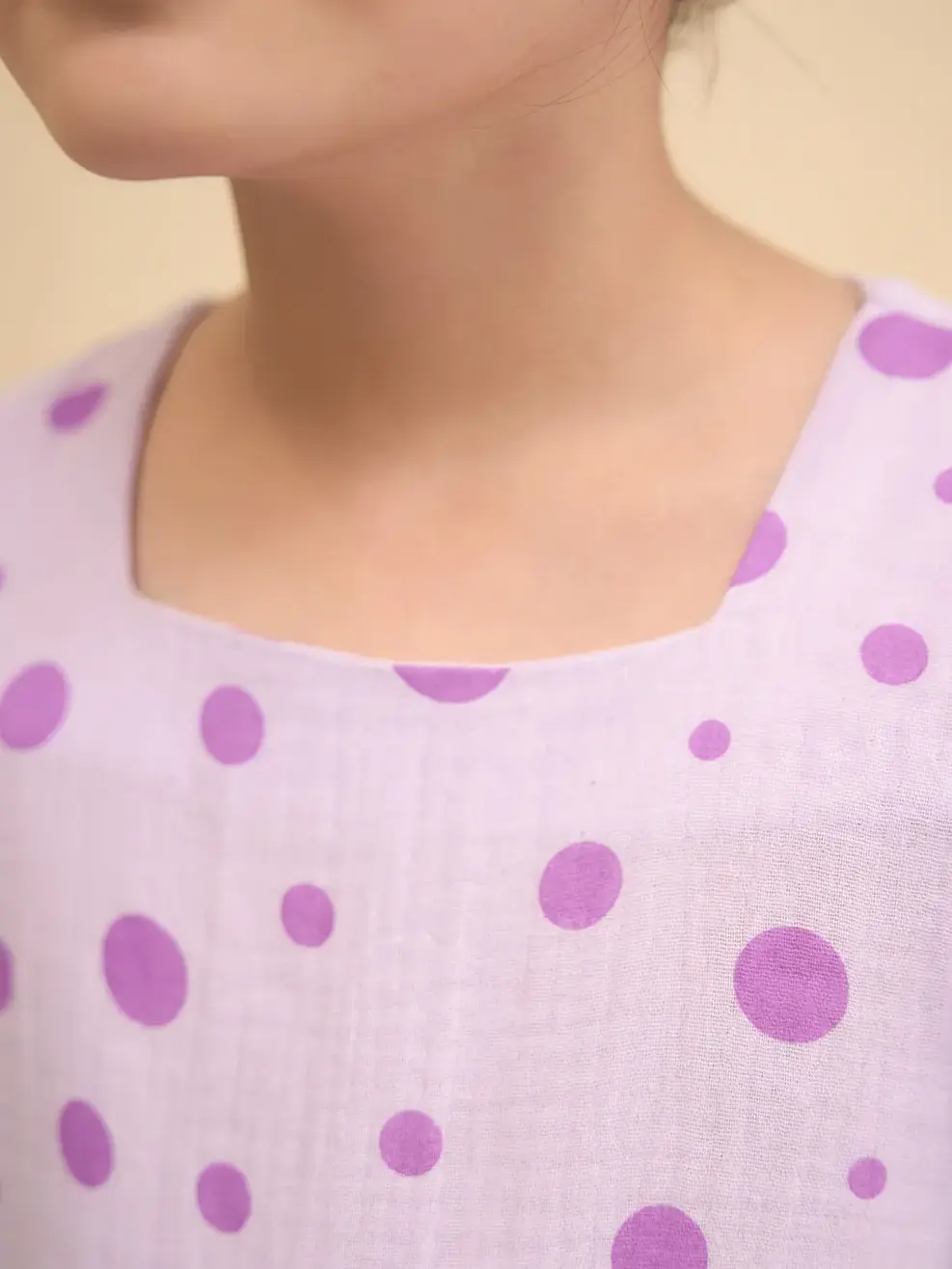 Váy kid nữ chấm bi - Tím - 5