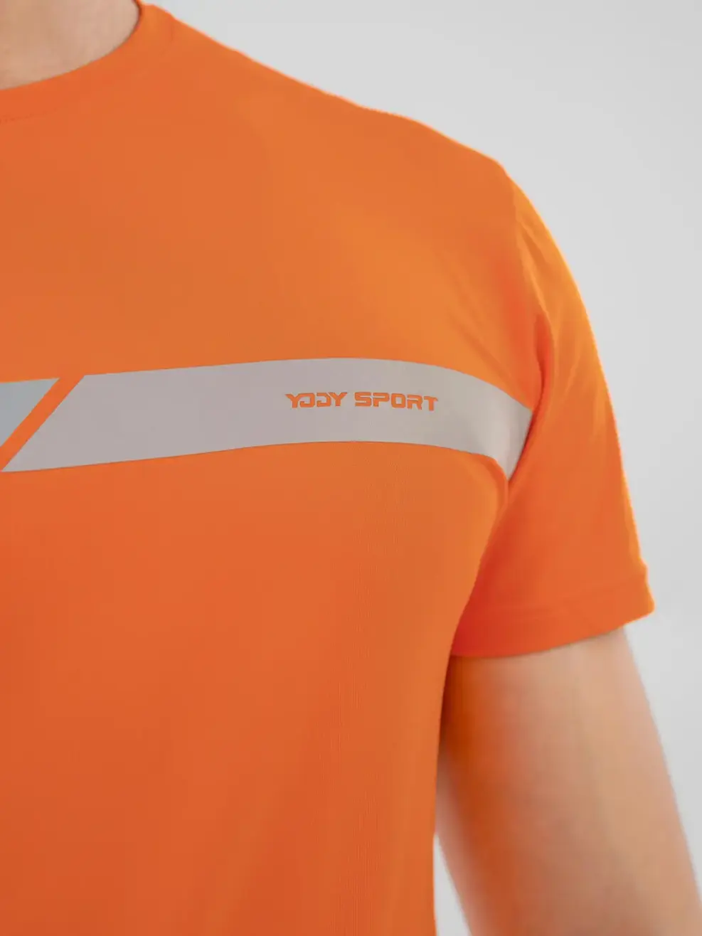 T-shirt Thể Thao Nam In Vạch Phản Quang Ngực - Cam - M