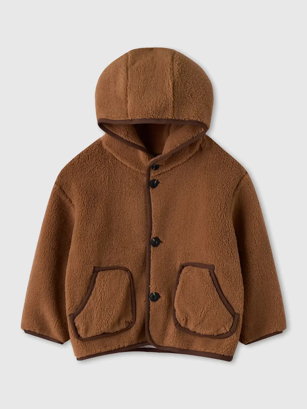 Áo Khoác Kid Lông Cừu Có Mũ -  Nâu 255 - 110