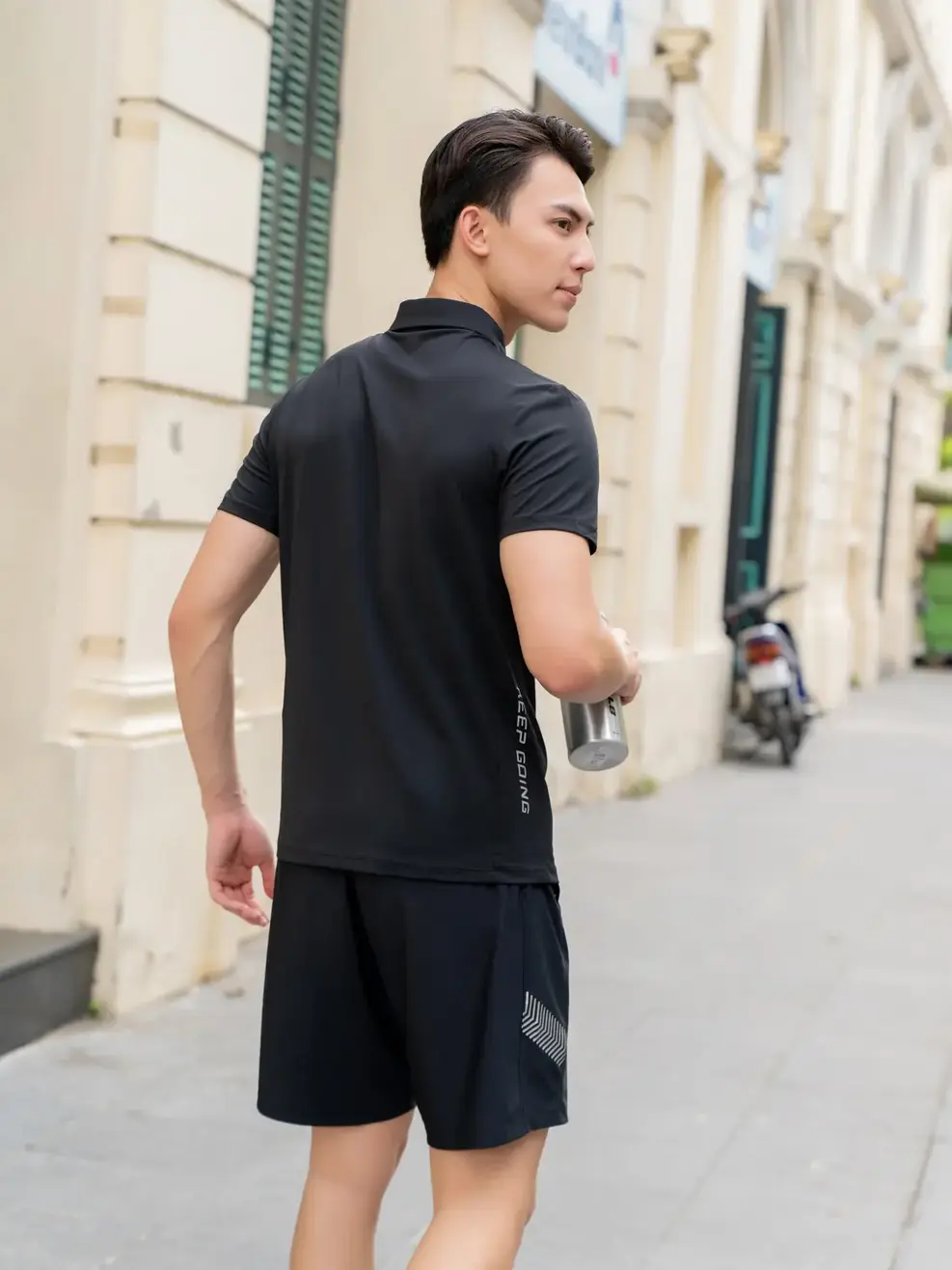 Polo thể thao nam Umorfil - Đen - 2XL