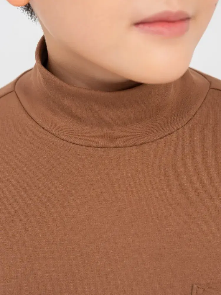 Áo Thun Kid Lớn Cổ 3cm Túi Trước Ngực - Nâu - 10