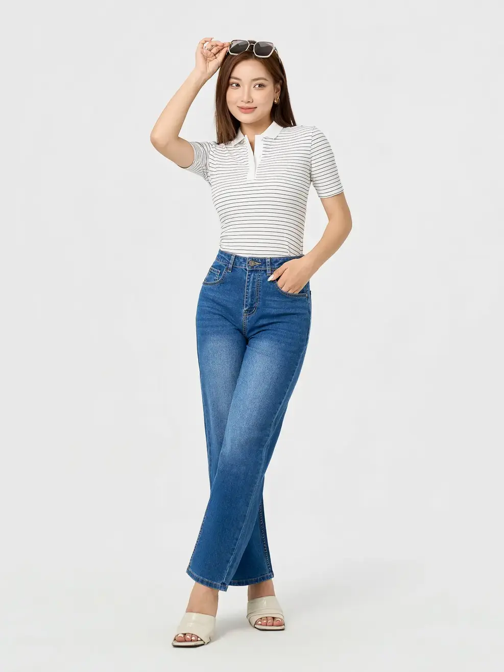 Quần Jeans Nữ Straight Essential - Màu chàm 002 - 26