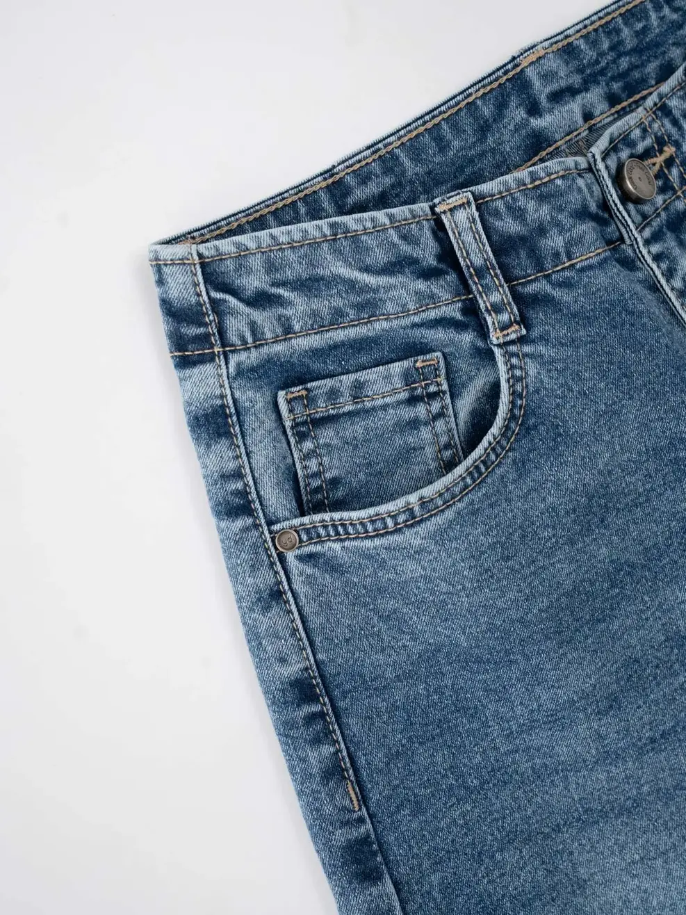 Quần Jeans Nữ Wide Leg Liền Cạp Chiết Ly - Màu chàm 001 - 26