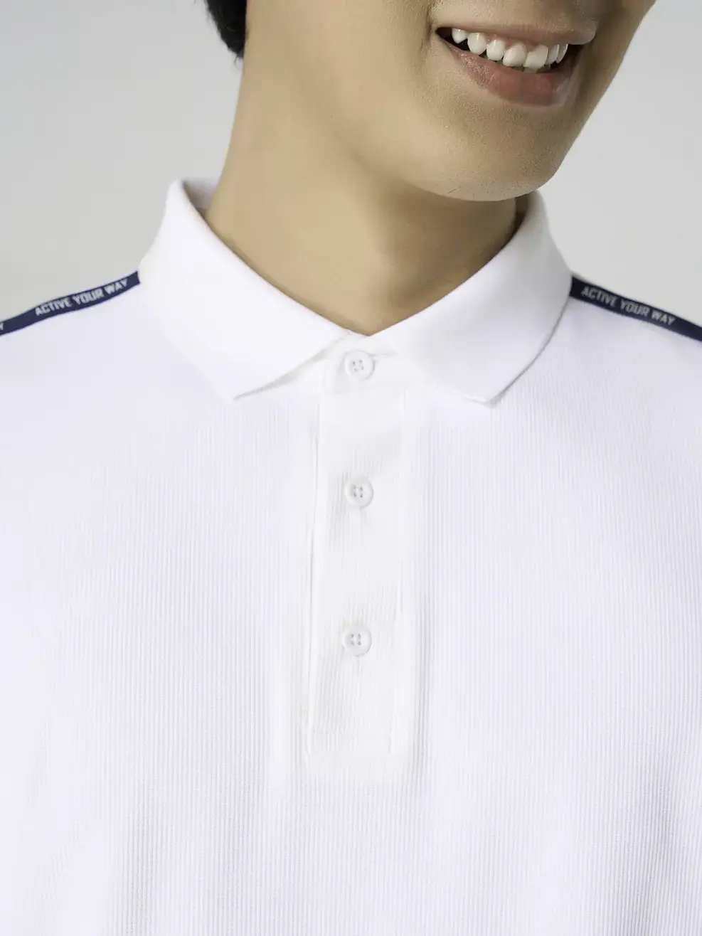 Áo Polo Thể Thao Nam Phối Dây Dệt Vai - Trắng 013 - M