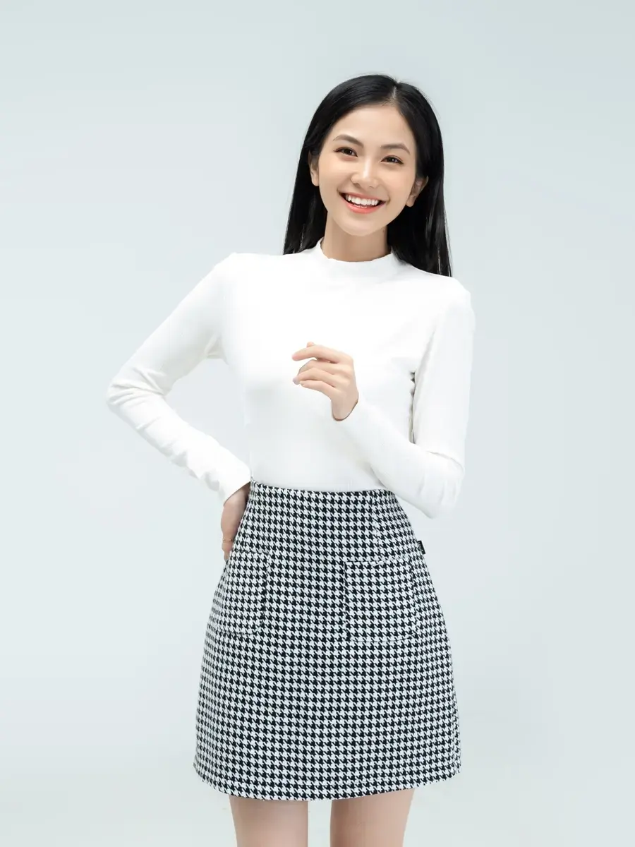 Chân A ngắn tweed - Đen - M