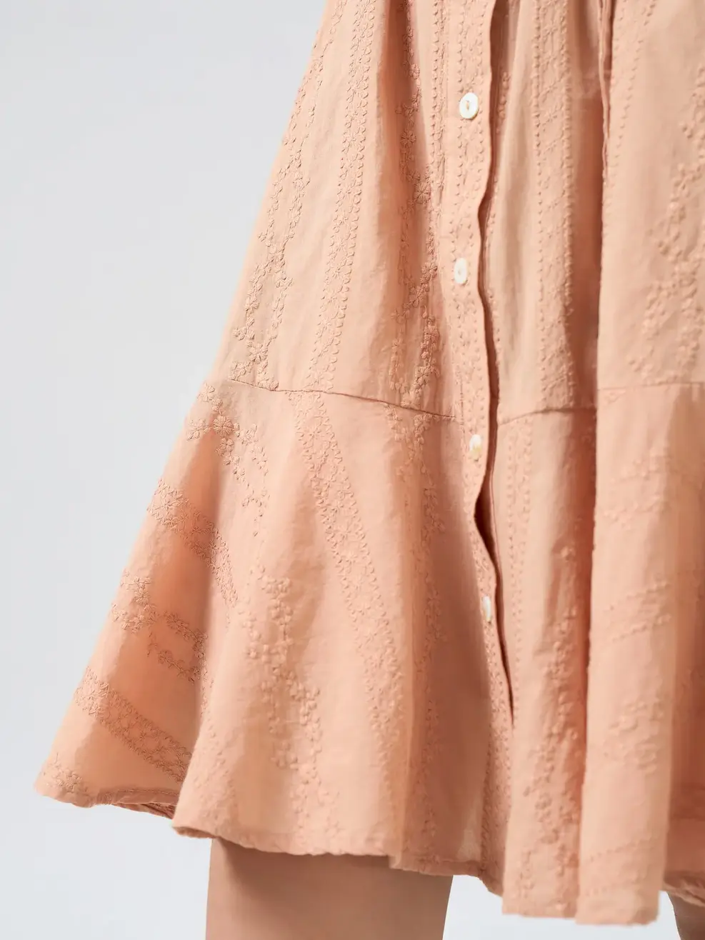 Váy Liền Cổ Đức Đai Eo Xòe Tầng - Hồng 003 - M