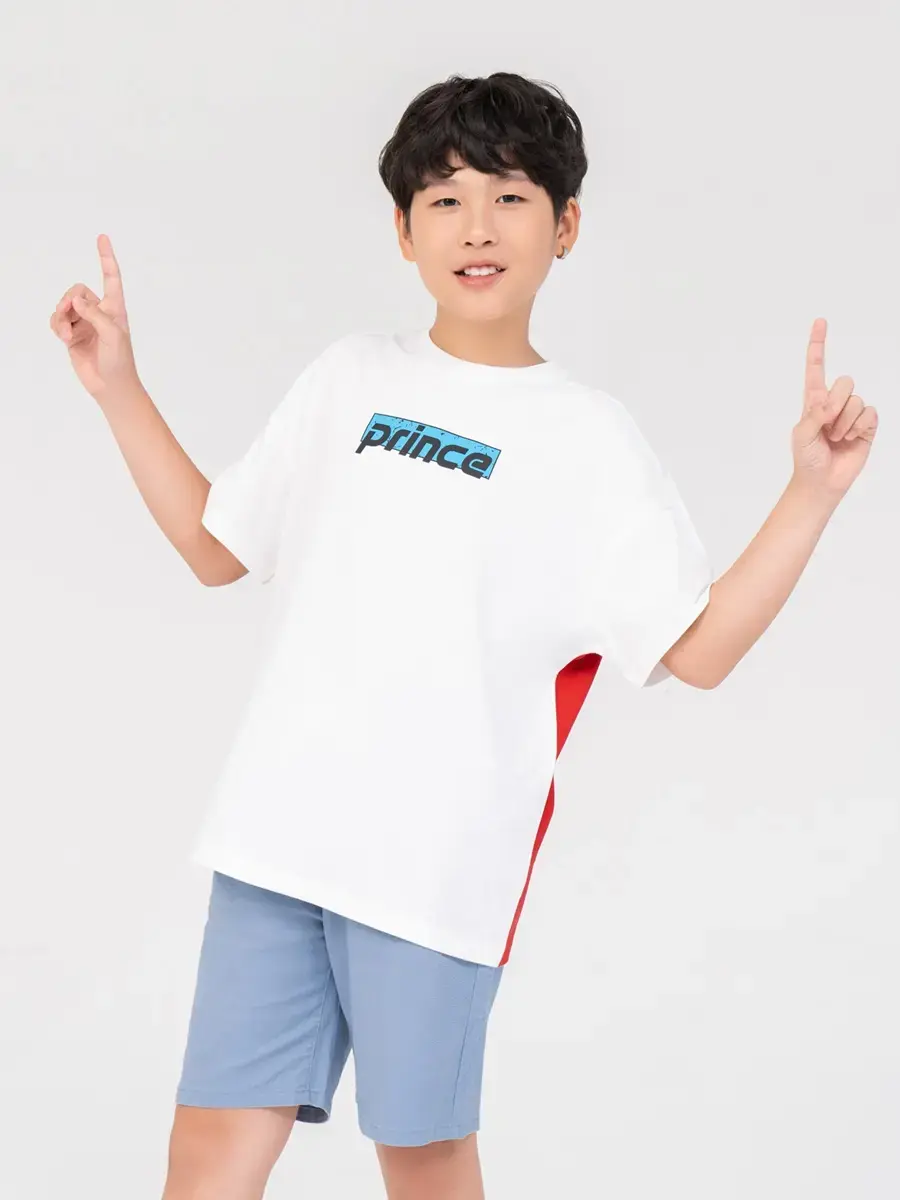 T-shirt Kid Lớn In Prince - Trắng phối đỏ - 10