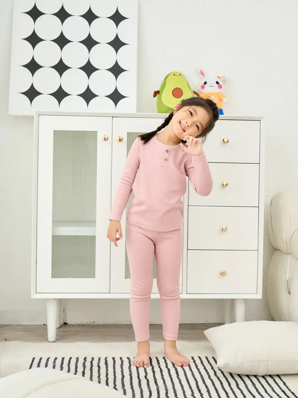 BỘ ĐỒ TRẺ EM CỔ TRÒN - Hồng - 2