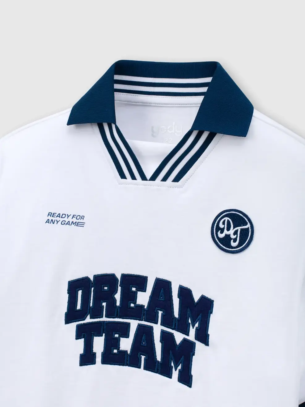 Áo Polo Teen Relax Dreamteam Cổ V Bo Kẻ - Trắng 001 - 98
