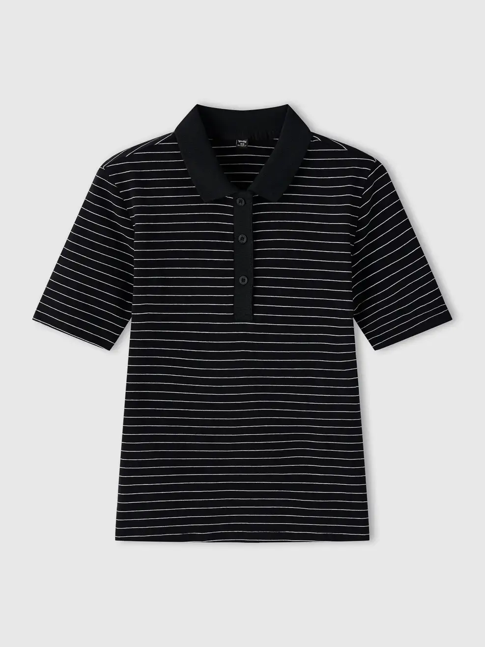Áo Polo Nữ Kẻ Phối Bo Cổ - KẺ ĐEN 004 - XS