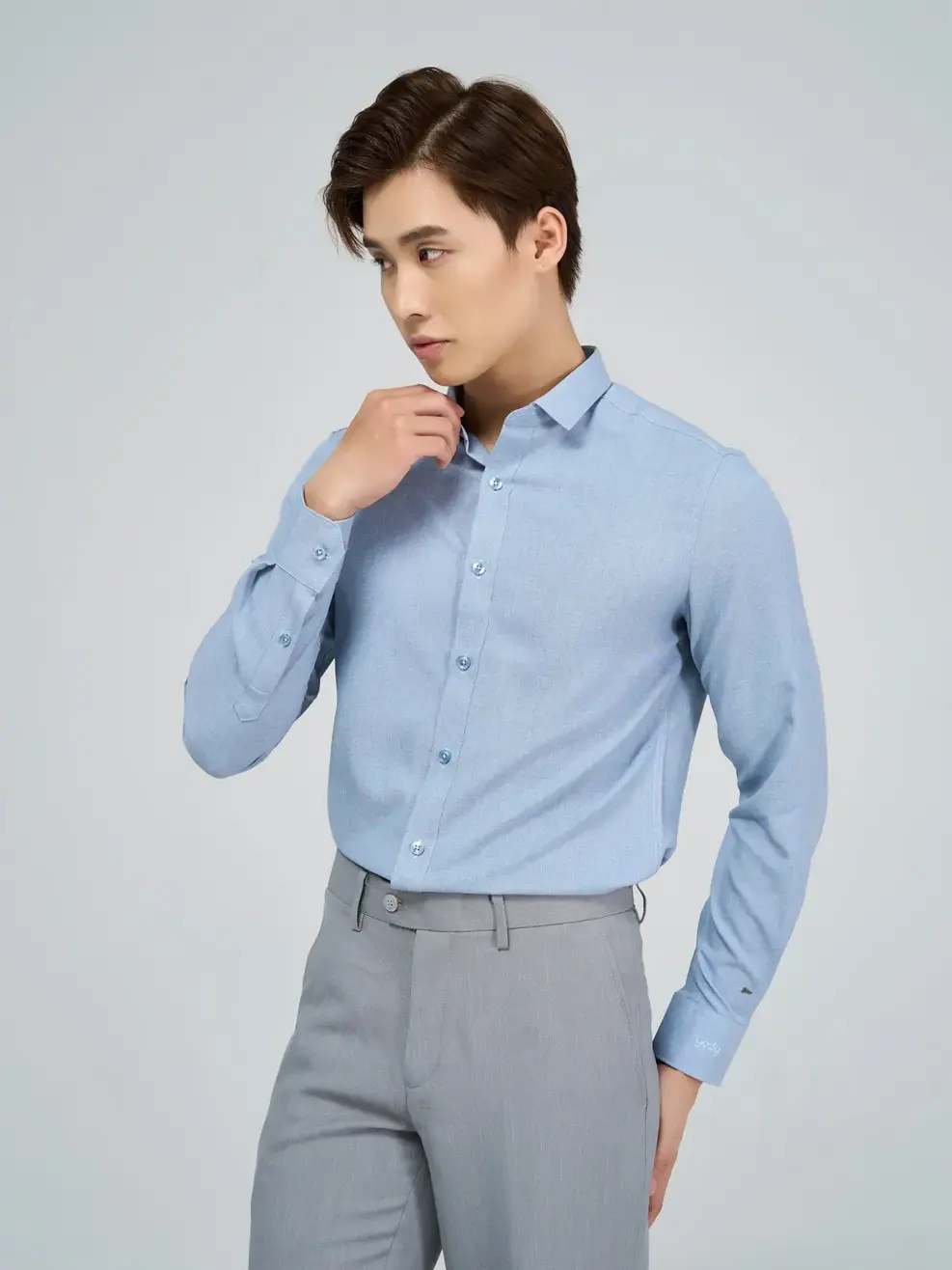 Áo Sơ Mi Cafe Dài Tay Phom Regular (SMM3010) - Phối Màu Xanh Da Trời 057 - M