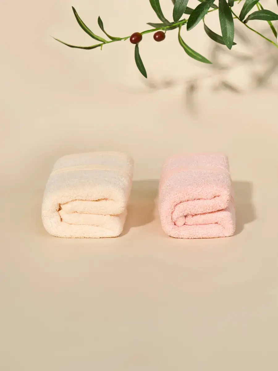 Khăn mặt sợi tre kháng khuẩn combo 2 - HỒNG-KEM