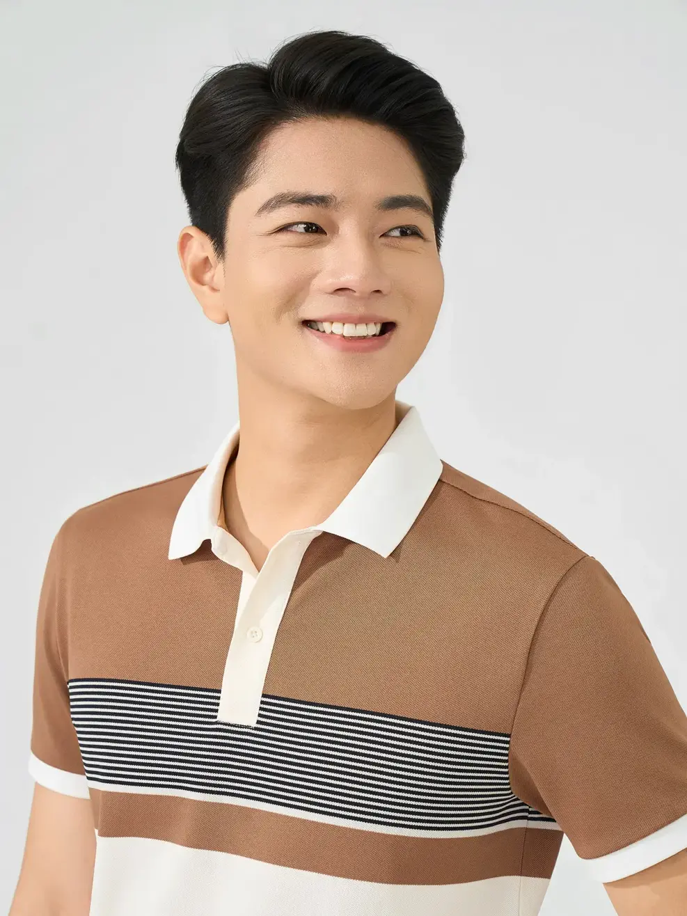 Áo Polo Nam Pha Phối Kẻ - Kẻ Nâu 191 - M
