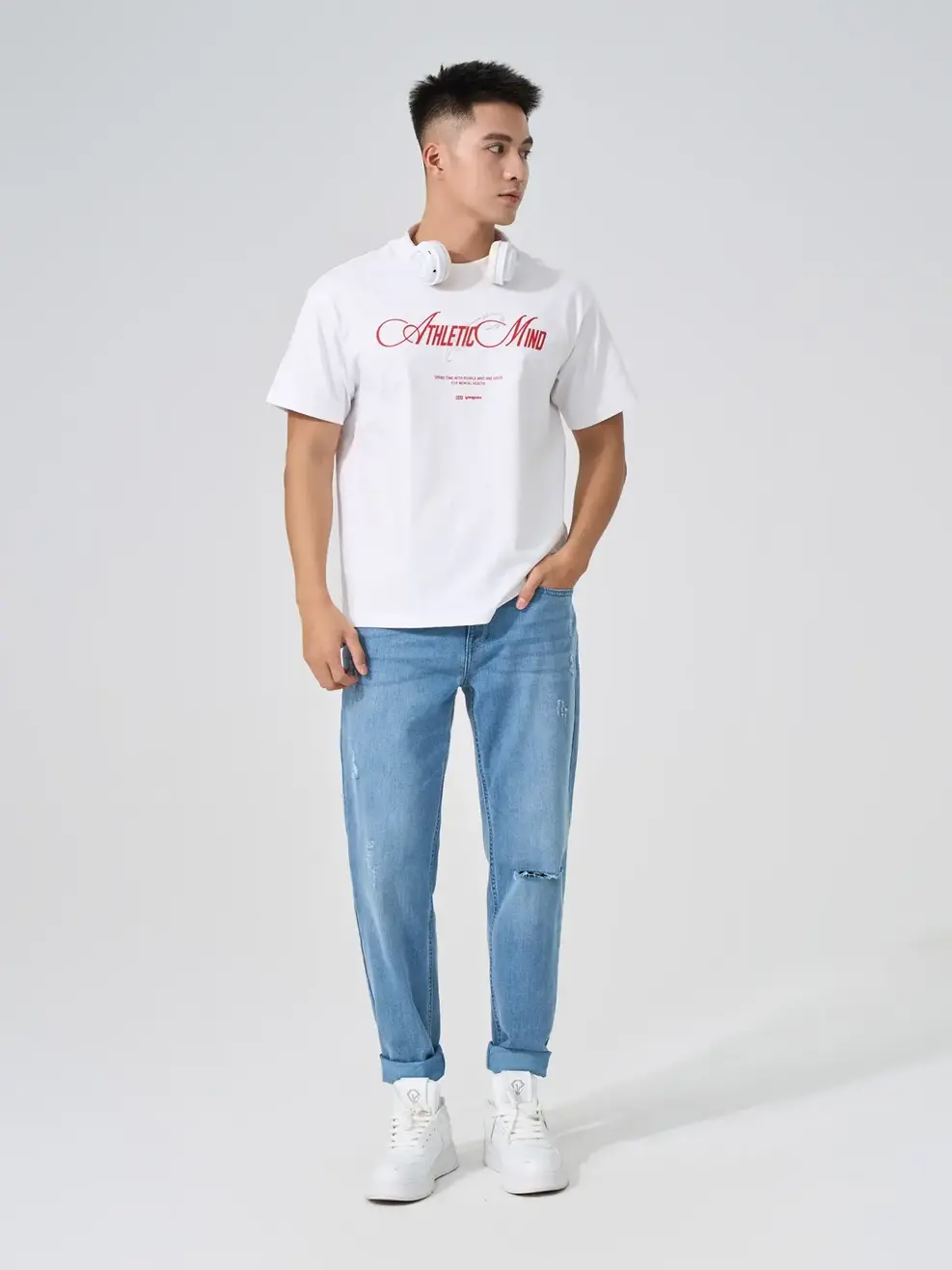 T-shirt Oversize Athletic Mind - Trắng - 0