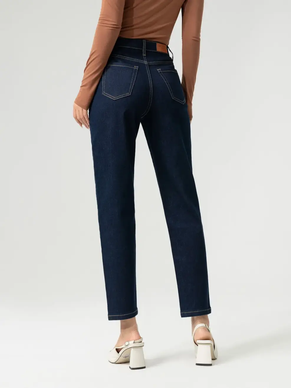 Quần Jean Nữ Baggy Cạp Cắt Phối  - Xanh đậm - 25