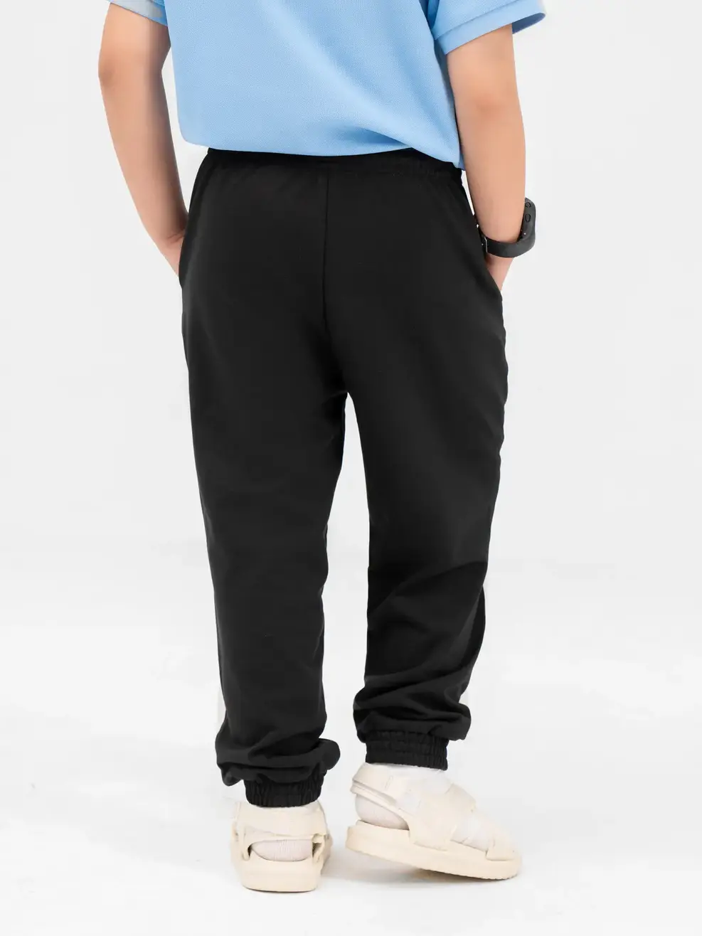 Quần Nỉ Kid Phối Sườn Khoá Ép Sim - Đen - 2