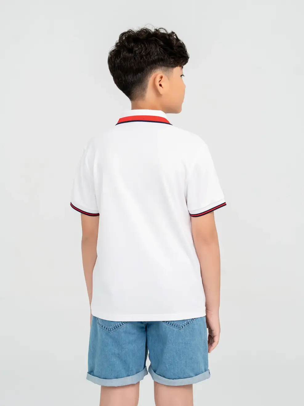 Polo Kid Cafe Dệt Tổ Ong Phối Bo - Trắng - 8