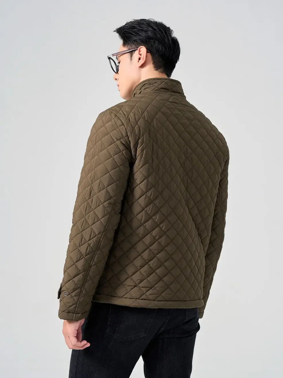 Áo Phao Nam Trần Trám Nẹp Giấu Khoá - Rêu - M