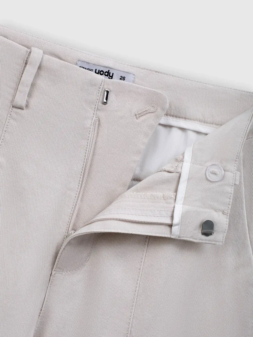 Quần Khaki Nữ Straight Soft Cạp Chéo - Xám 003 - 26