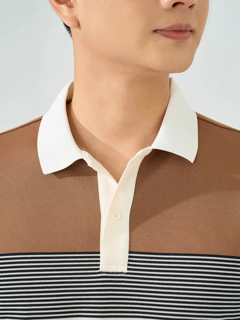 Áo Polo Nam Pha Phối Kẻ - Kẻ Nâu 191 - M