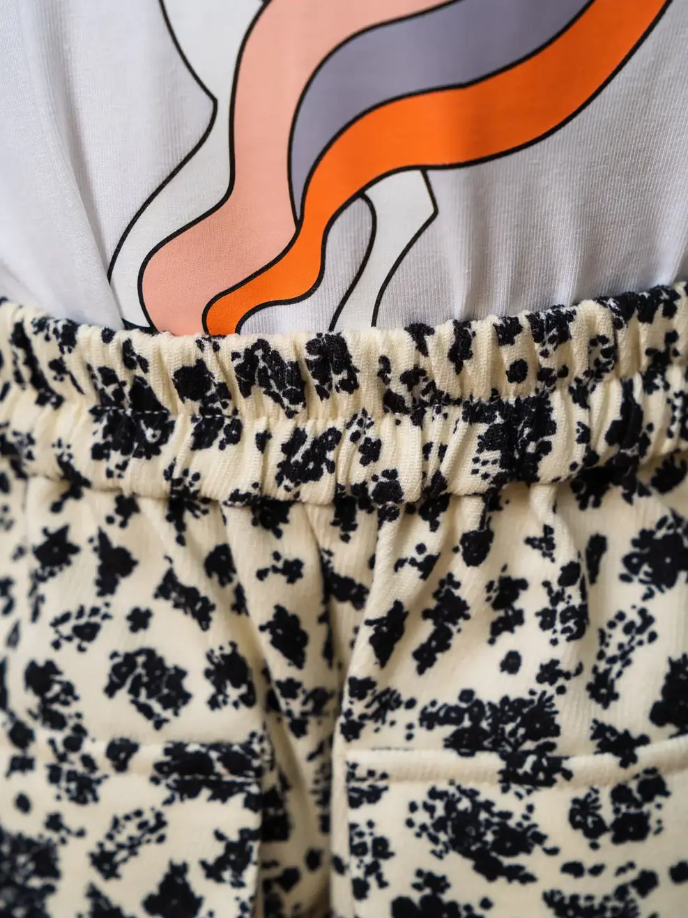 Quần sooc kid dạ hoa - Trắng đen - 2