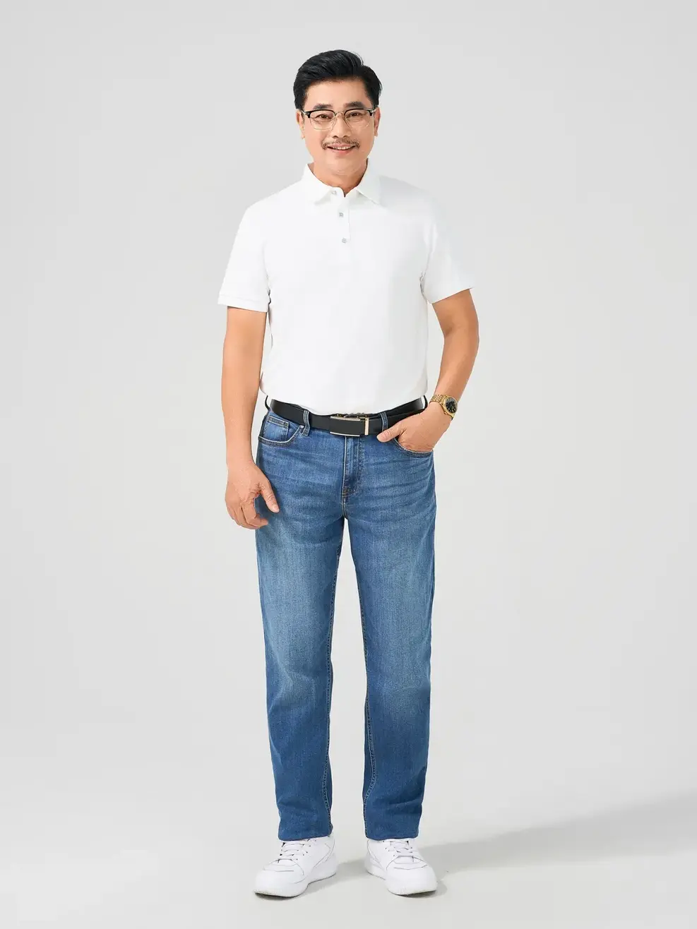 Polo Nam Bổ Thân  - Trắng - 4XL