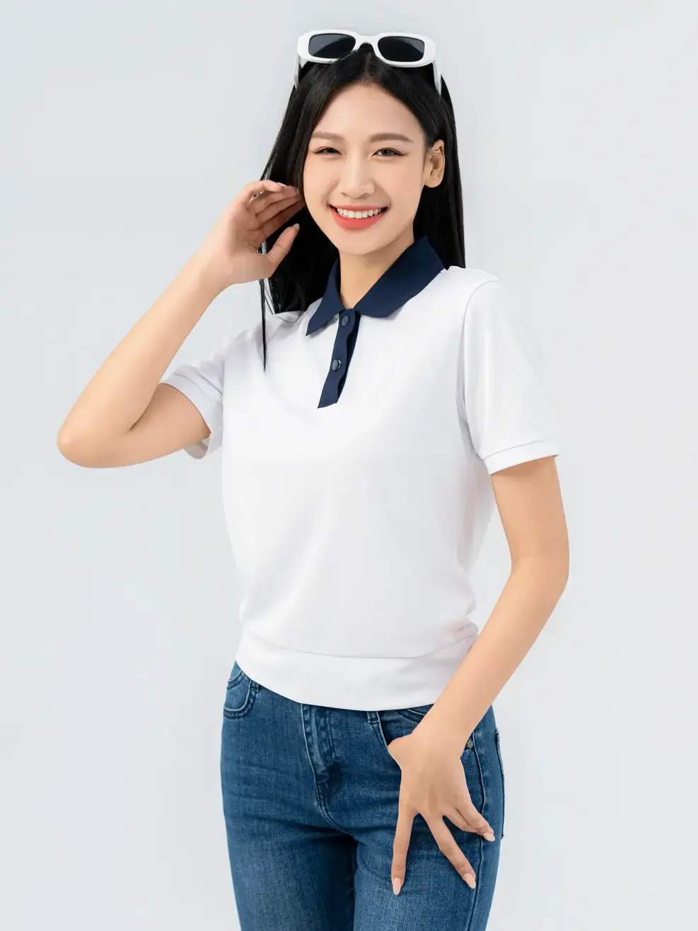 ÁO POLO NỮ GẤU BO - Trắng. - M