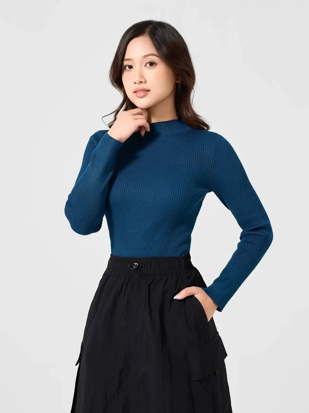 Áo Len Nữ Cổ Liền - Xanh cổ vịt - S