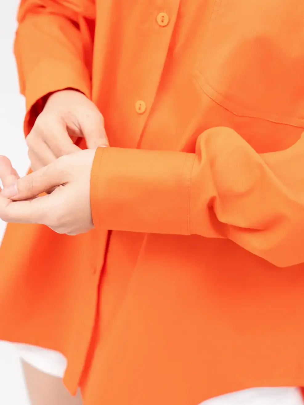 Sơ Mi Dài Tay Nữ Thô Dáng Rộng - Cam - S