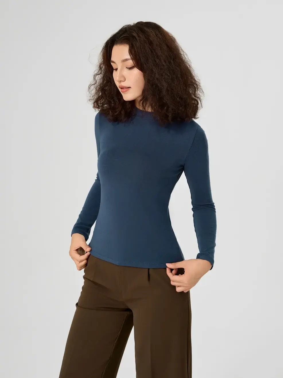 Áo Thu Đông Nữ Giữ Nhiệt Cổ  3cm - Navy - M