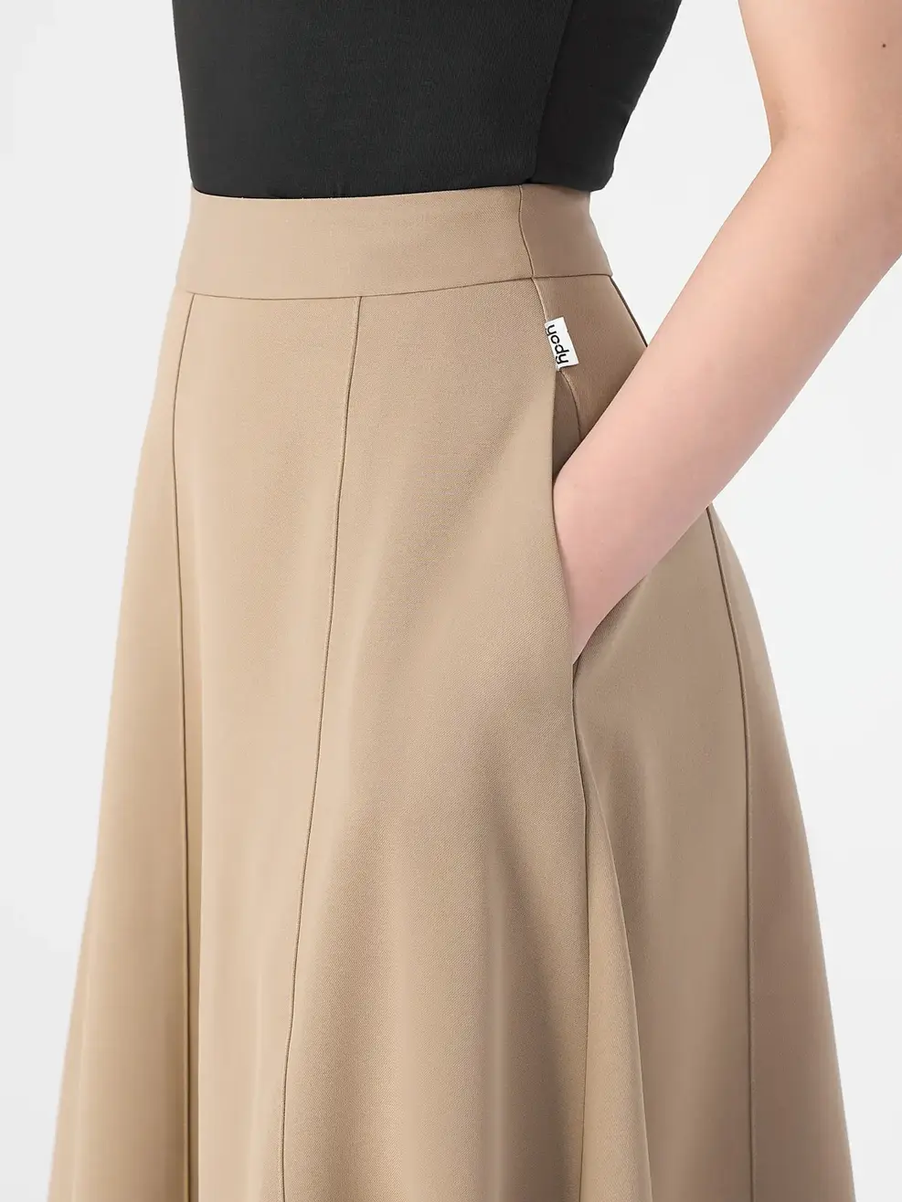 Chân Váy Nữ Xoè Túi Sườn 7 Mảnh - Be - S