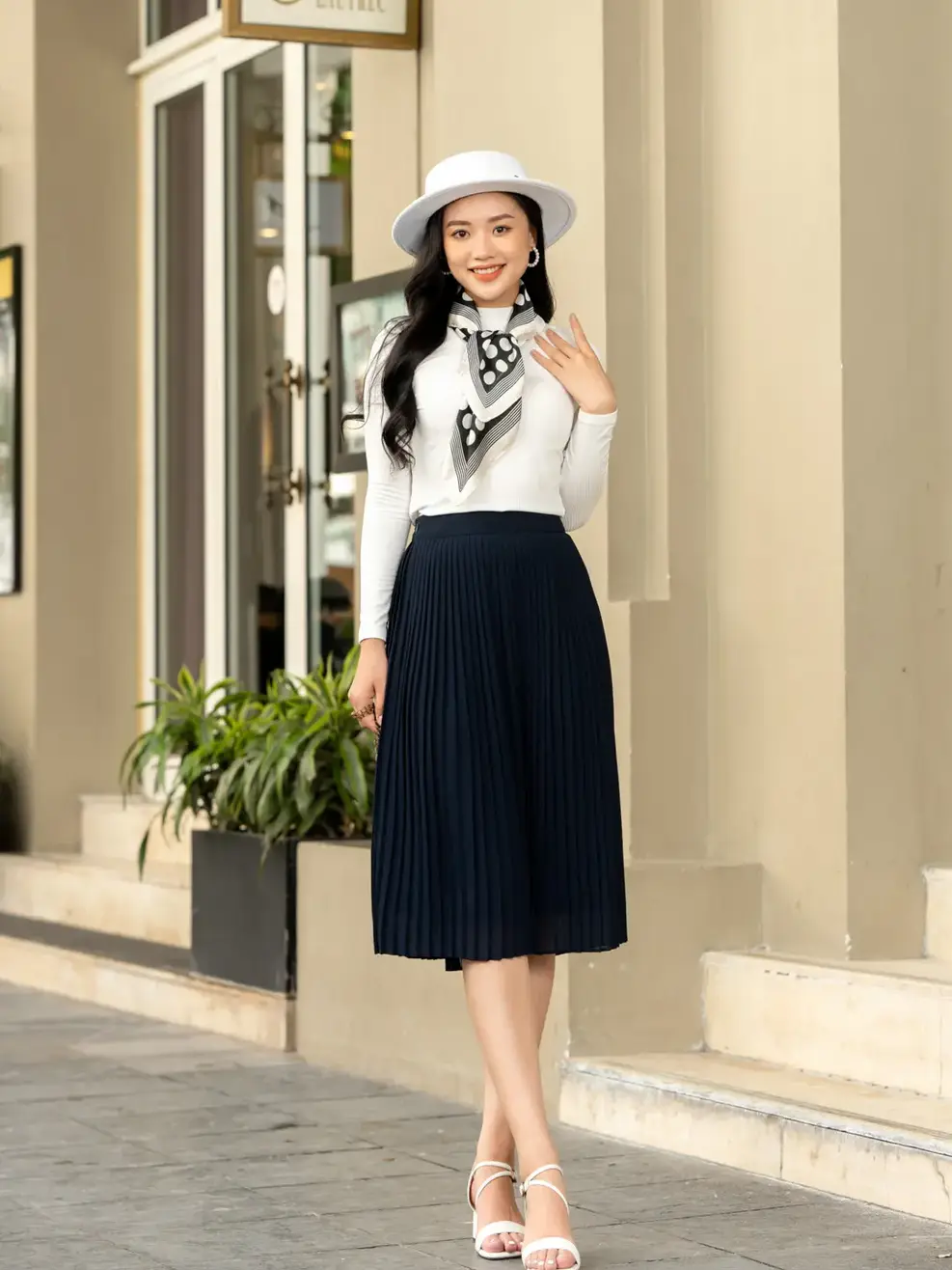 Chân Váy Nữ Dập Ly - Tím Than. - S