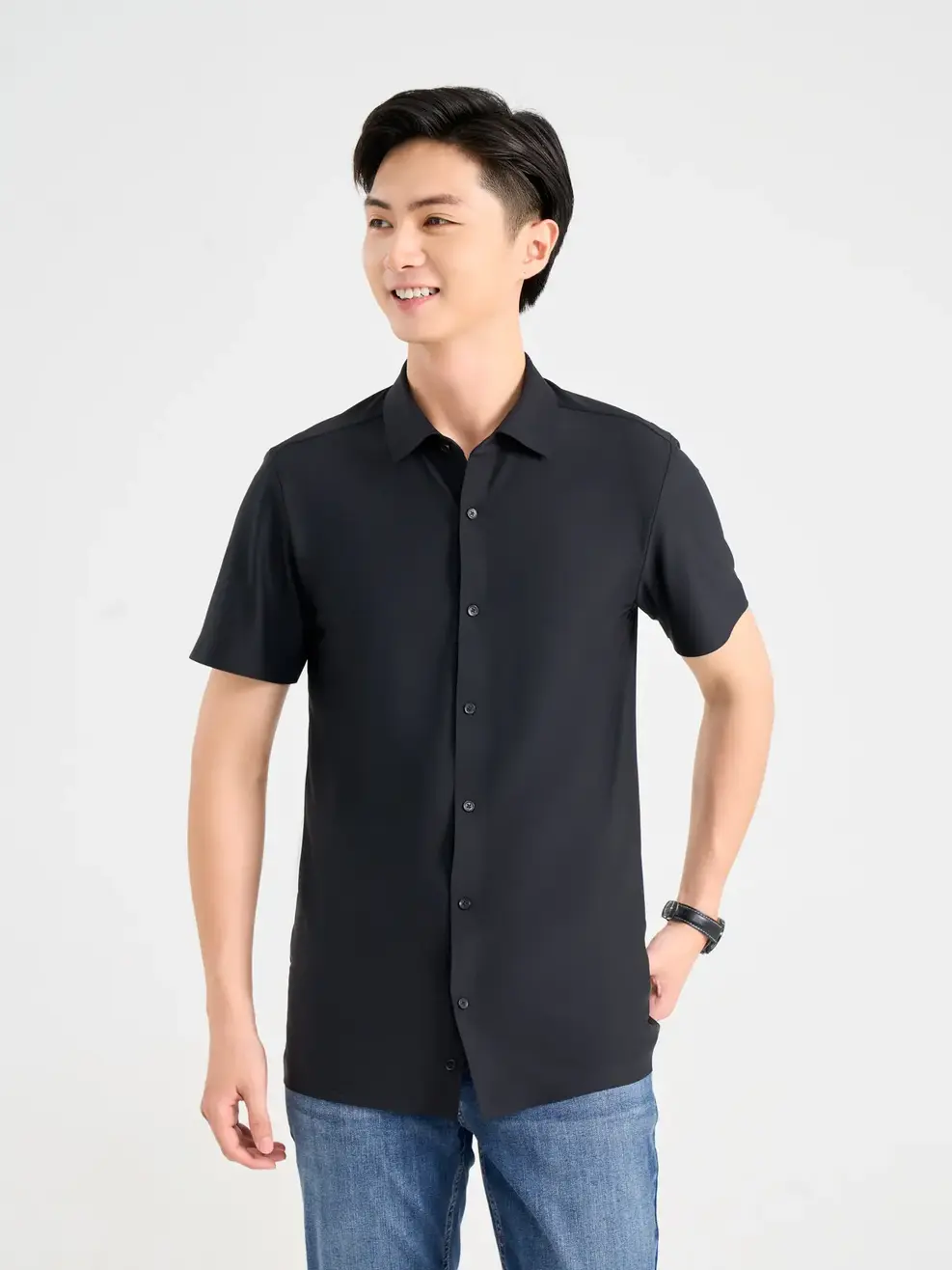 Sơ Mi Cộc Tay Nam S.cool - Đen - M