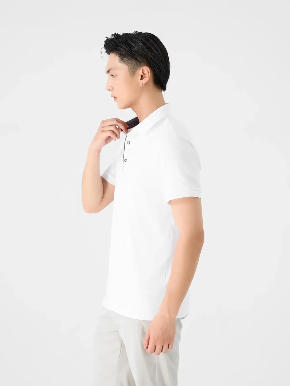 Polo Nam Bạc Hà Lé Nẹp - Trắng - 2XL