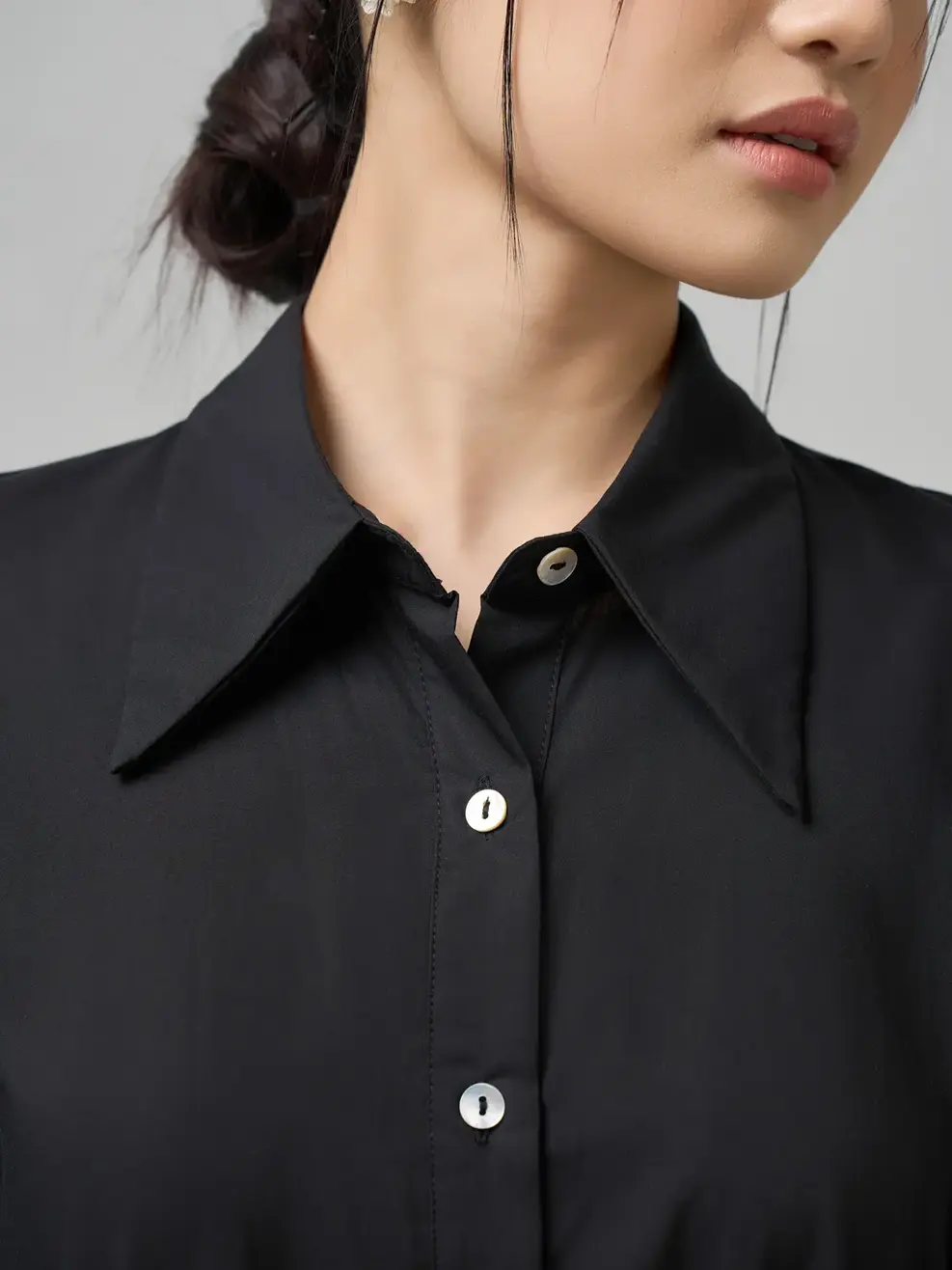 Váy Liền Cổ Đức Đai Eo Xòe Tâng 2 - Đen 001 - M