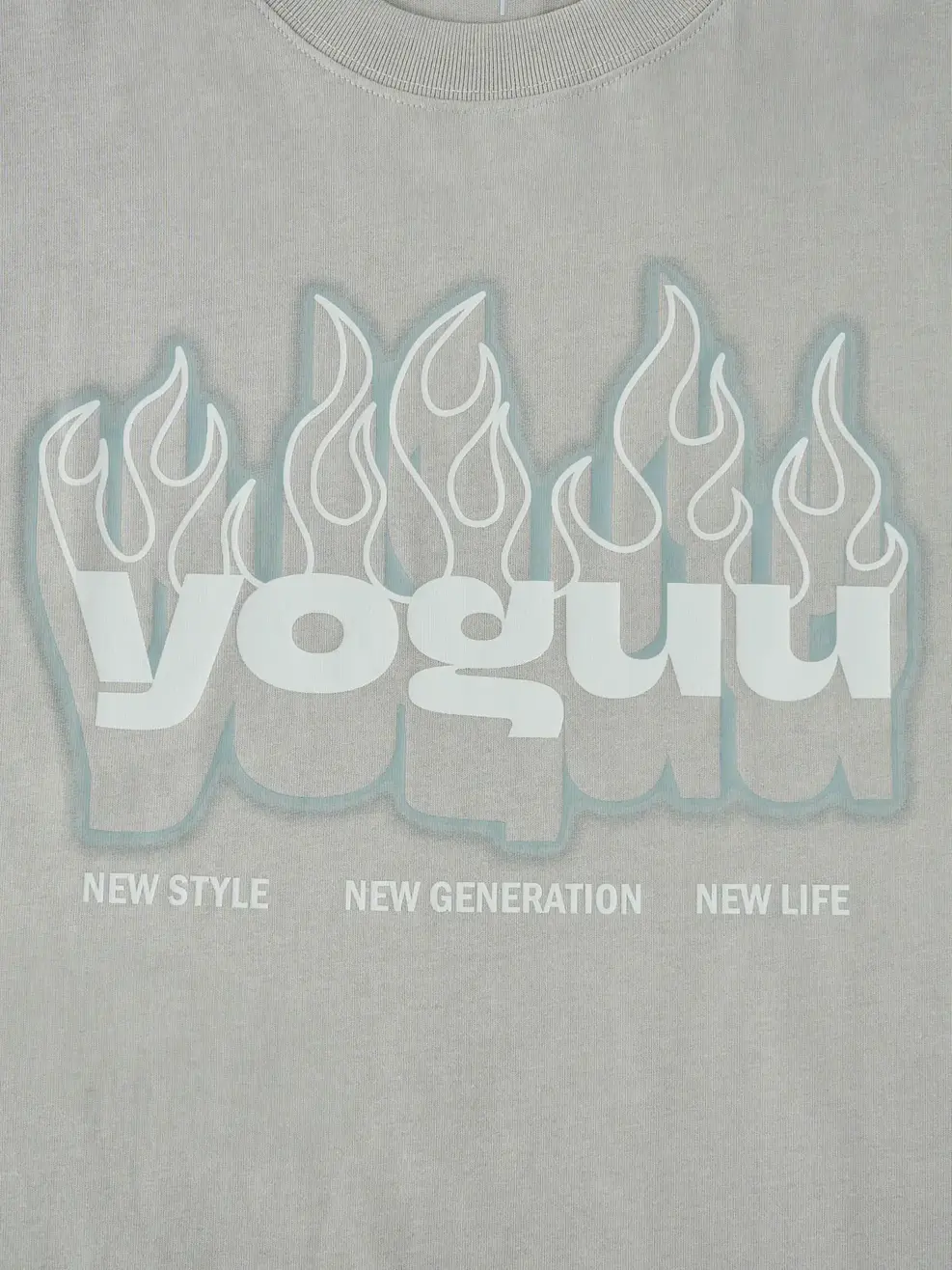 T-shirt Yoguu Logo Trước Ngực - Ghi nhạt - 0