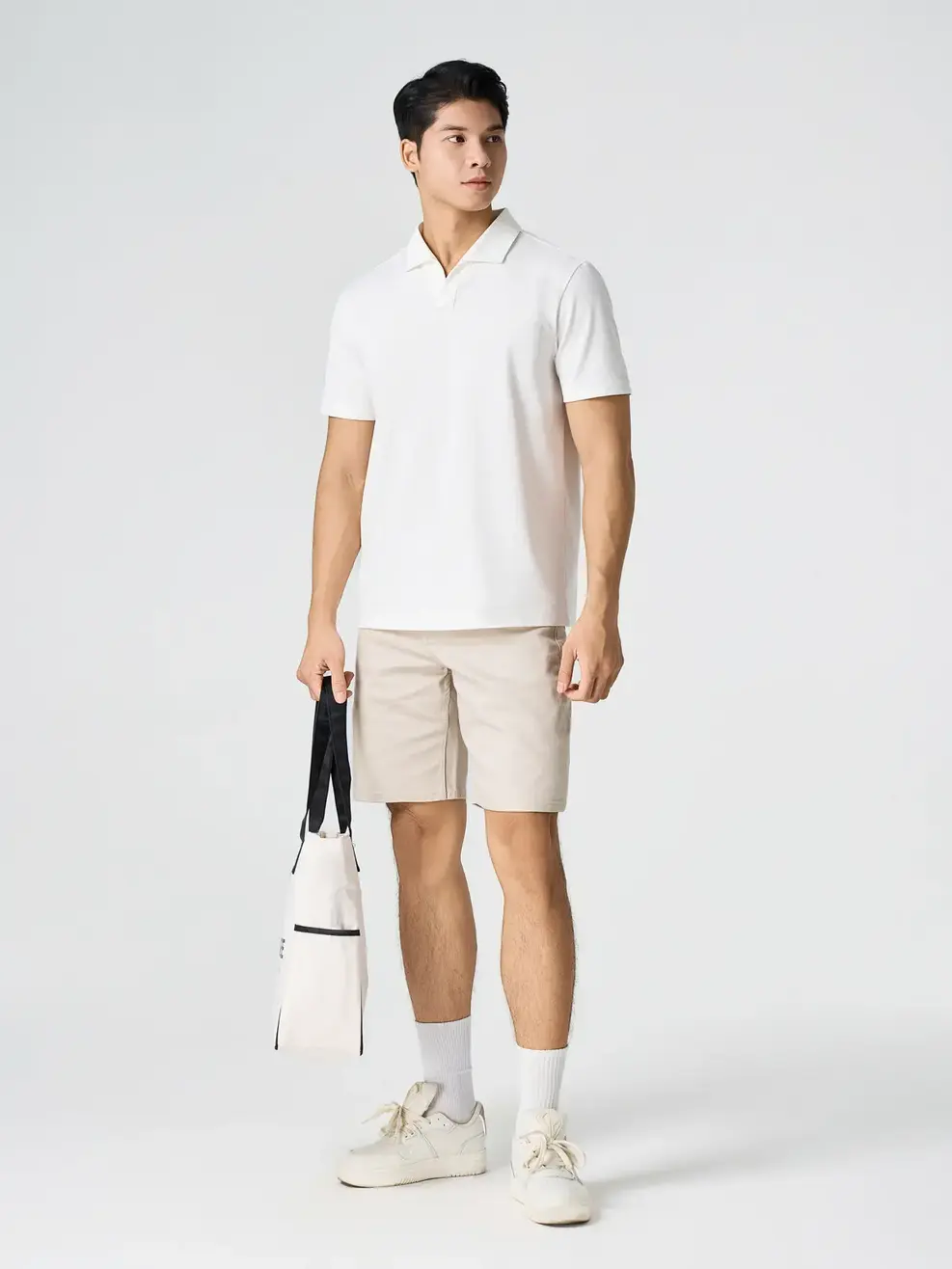 Quần Short Jeans Nam Cạp Phối Cúc - Be 008 - 28