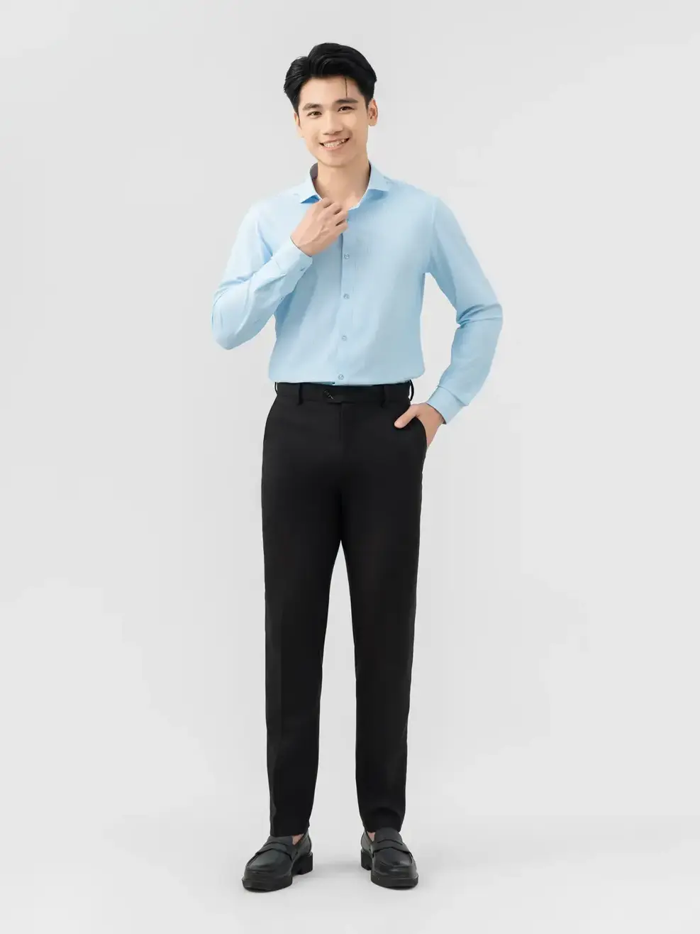 Áo Sơ-mi nam dài tay Knit kẻ sọc (SMM7019) - Kẻ Xanh Da Trời 192 - M