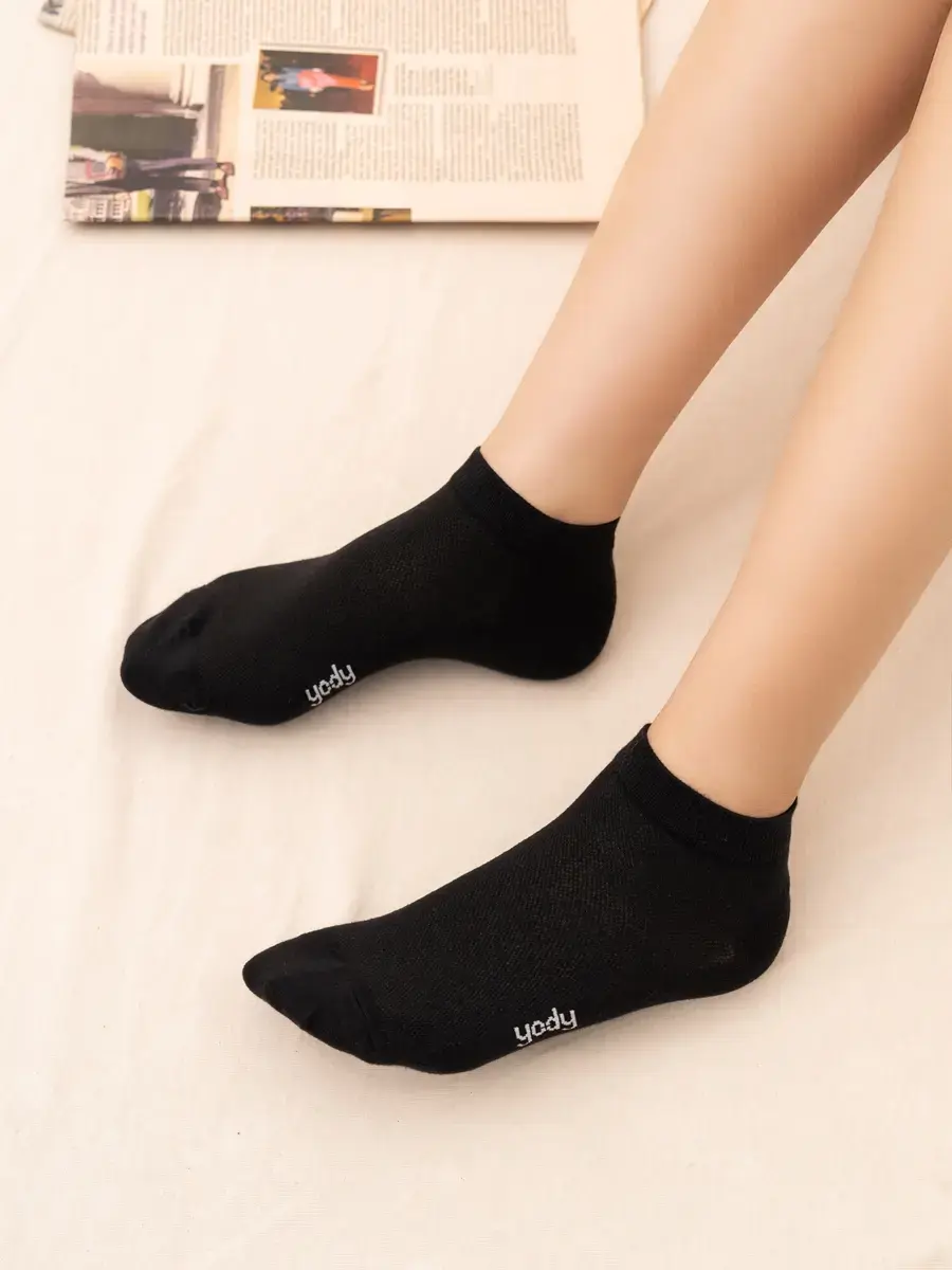 Combo 2 tất nữ cổ lửng lưới thân trên - Đen