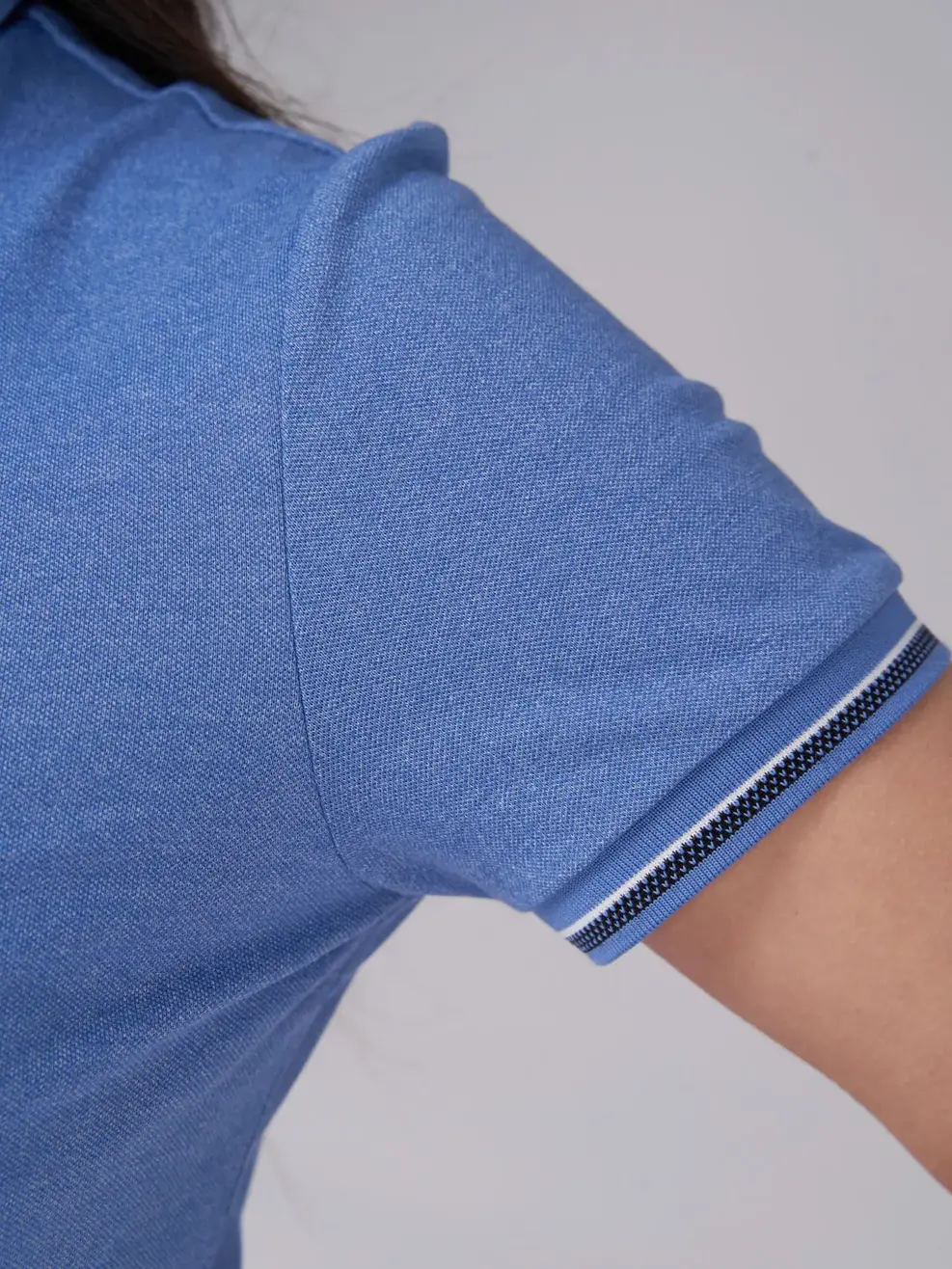 Polo nữ sợi xe phối nẹp - Xanh dương - XL