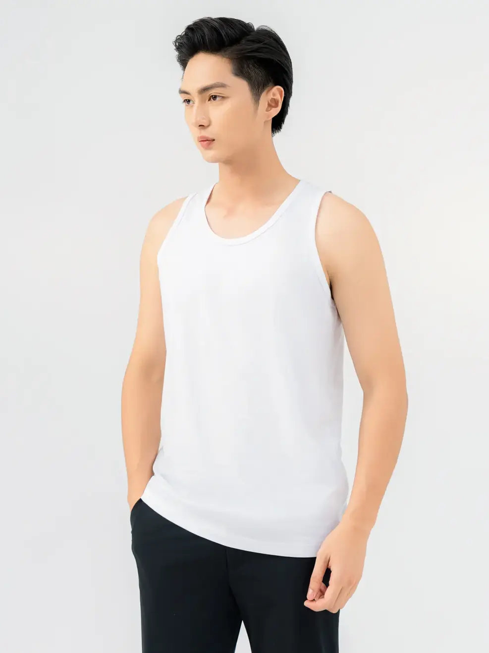 Ba Lỗ Nam Cơ Bản Gấu Thêu Slogan - Trắng - M