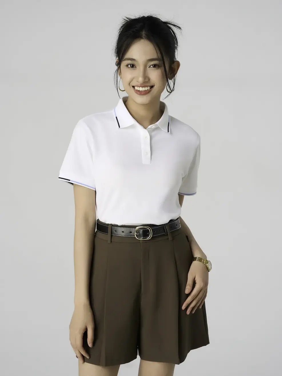 Áo Polo Nữ Bo Phối Màu - Trắng 001 - XS