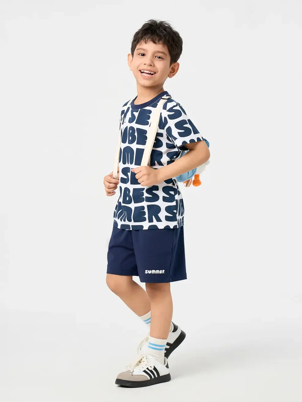 Bộ Đồ Bé Trai Summer - Hoạ Tiết Tím Than 138 - 110
