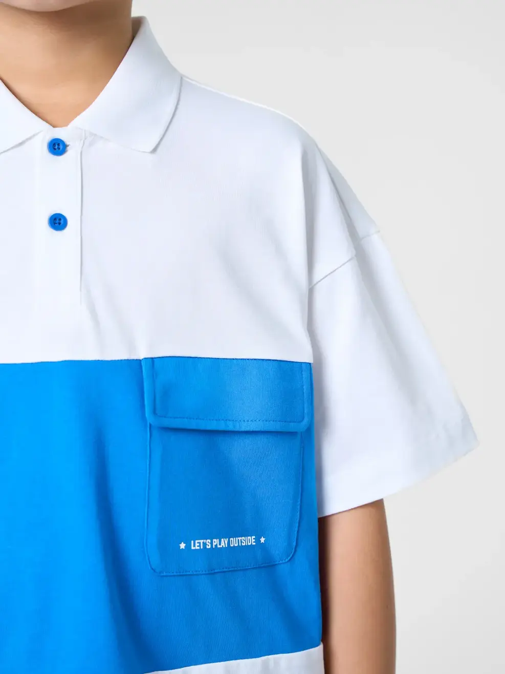 Áo Polo Kid Túi Ốp Can Phối - Trắng 001 - 8-9