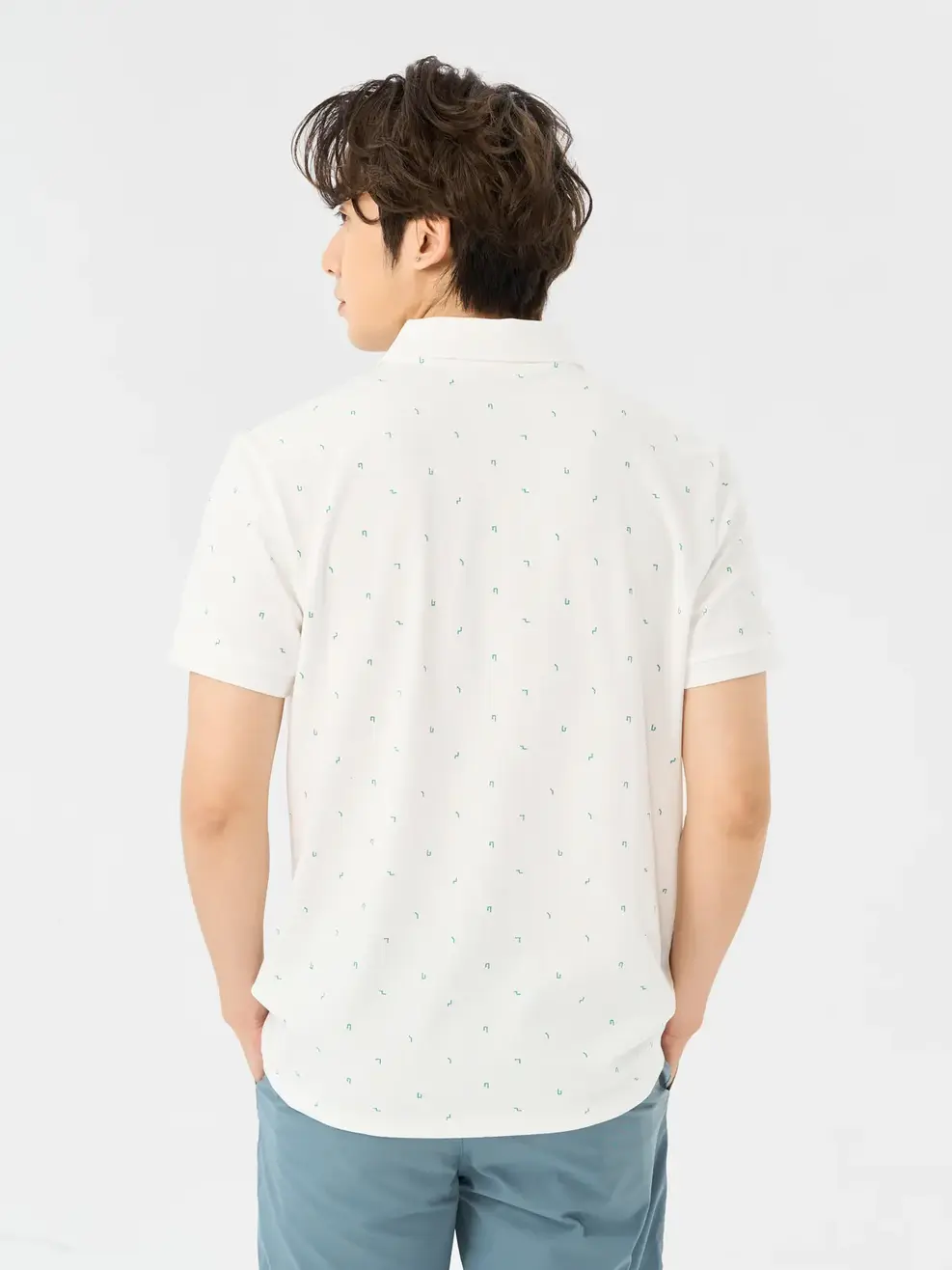 Áo Polo Nam Mắt Chim In Hoạ Tiết - Trắng - M