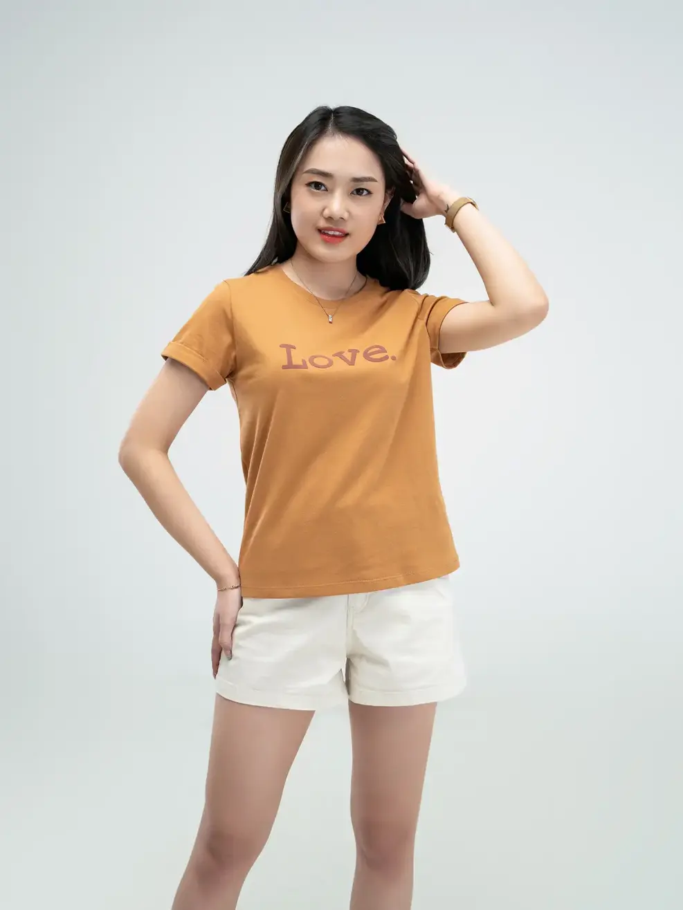 Áo thun nữ in LOVE - Nâu - S