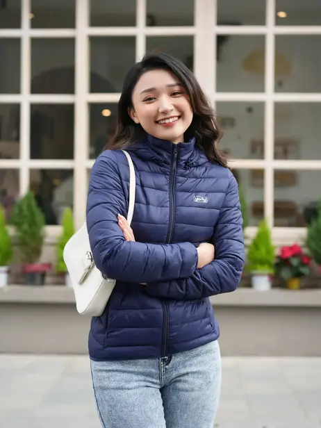 Áo Phao Nữ Dáng Ôm Siêu Nhẹ Có Mũ