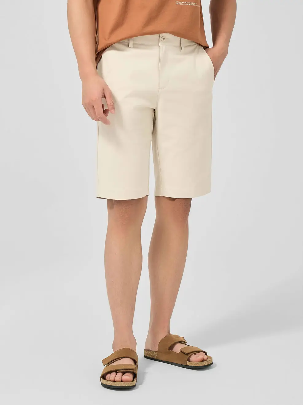 Quần Sooc Kaki Nam Cạp Di Động - Be - 34