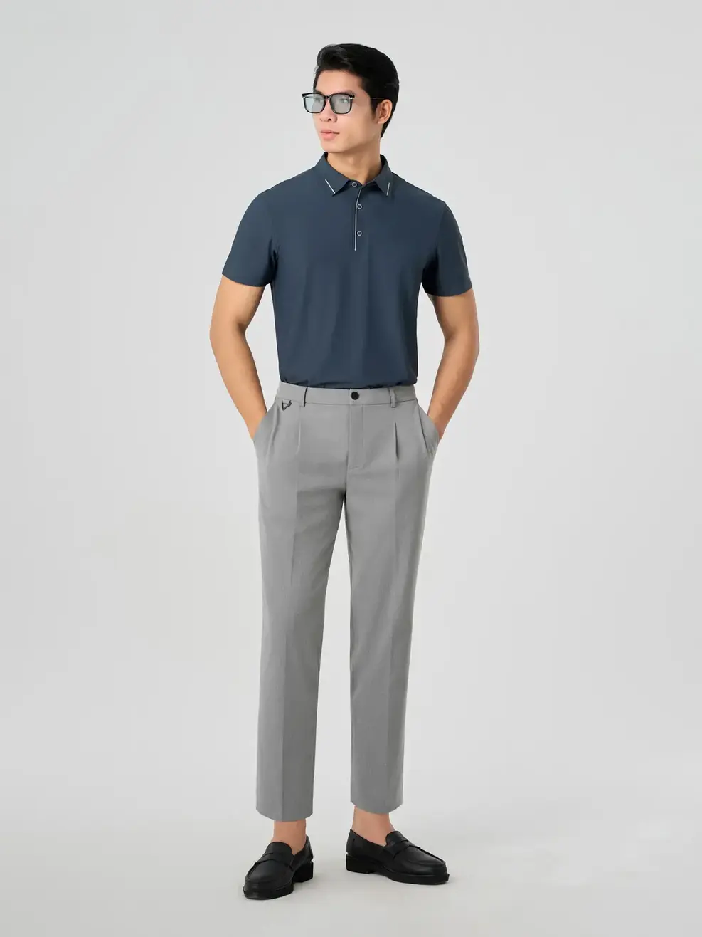 Áo Polo Nam Thể Thao Ép Seam Gấu Áo - Navy 014 - M