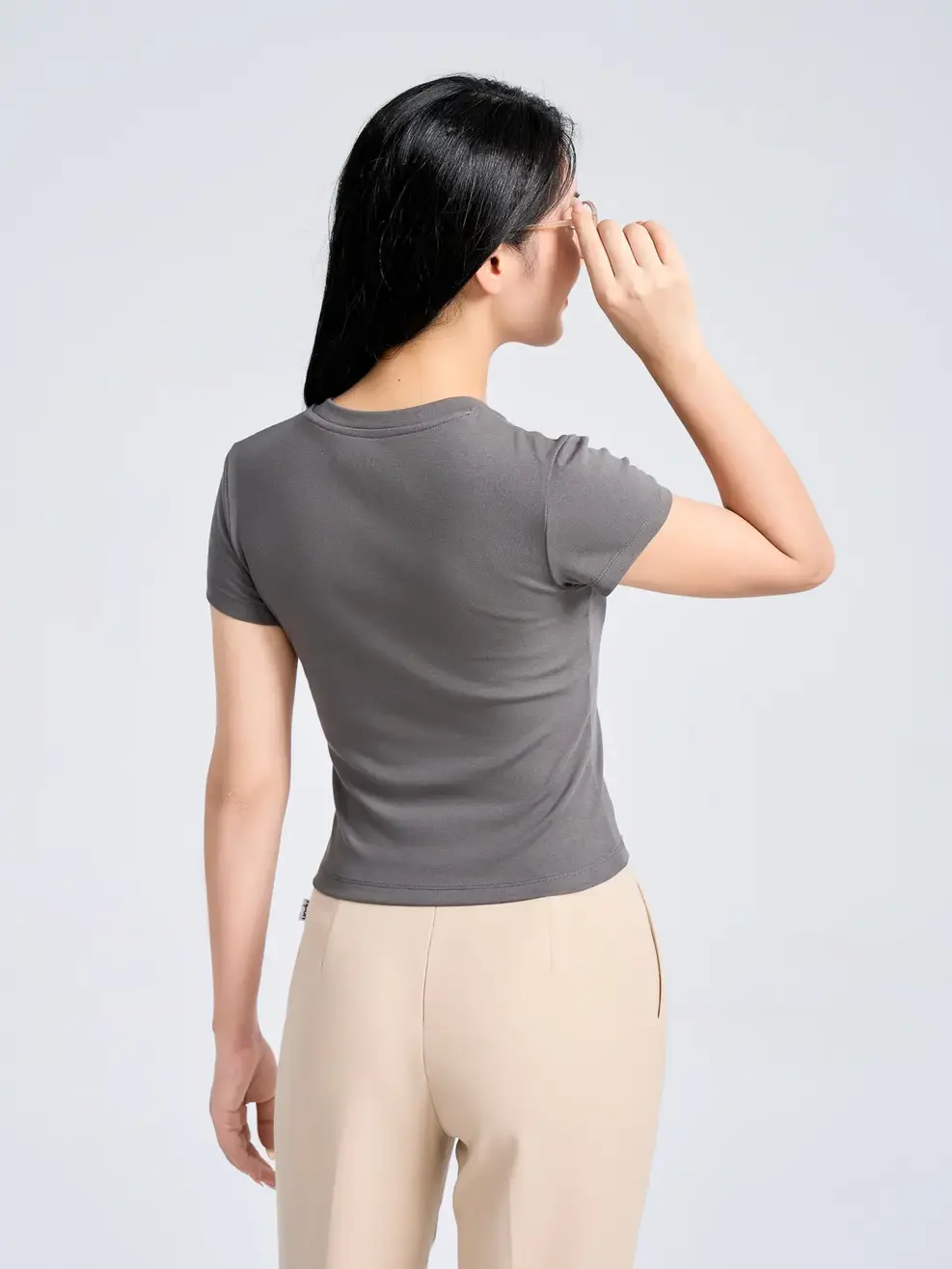 T-shirt Nữ Slimfit Thun Rib Cotton Mềm - Xám - S